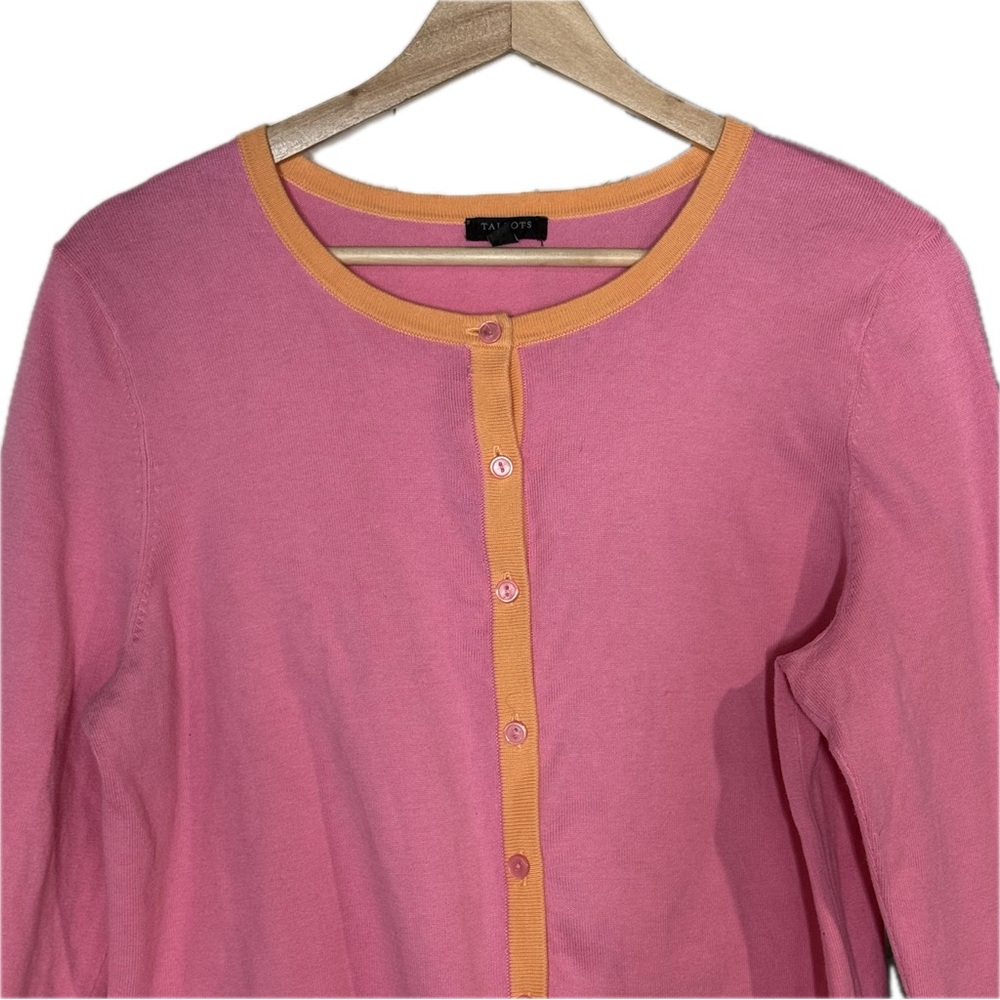 Talbots Lightweight Button Front Pink Cardigan Sw… - image 3